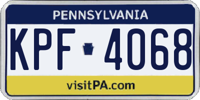 PA license plate KPF4068