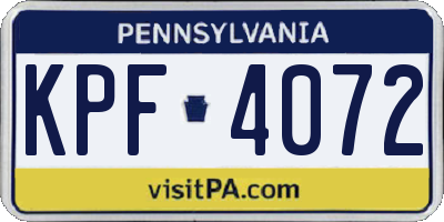 PA license plate KPF4072