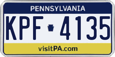 PA license plate KPF4135