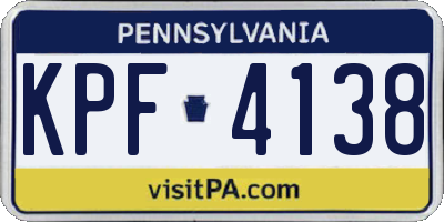 PA license plate KPF4138