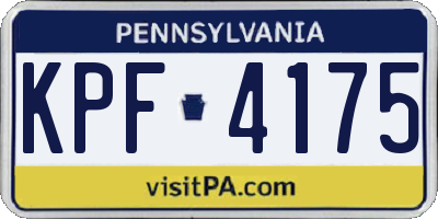 PA license plate KPF4175