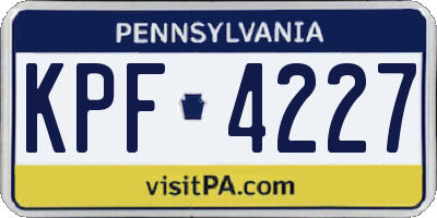 PA license plate KPF4227