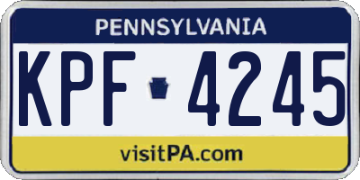 PA license plate KPF4245