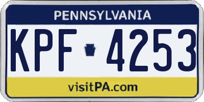 PA license plate KPF4253
