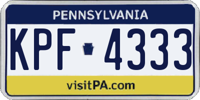 PA license plate KPF4333