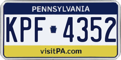 PA license plate KPF4352