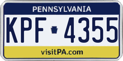 PA license plate KPF4355