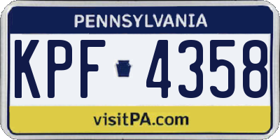 PA license plate KPF4358