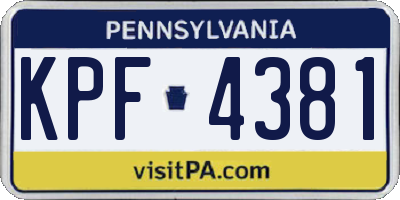 PA license plate KPF4381