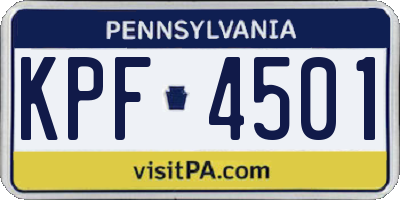 PA license plate KPF4501