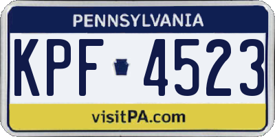 PA license plate KPF4523