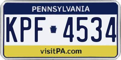 PA license plate KPF4534