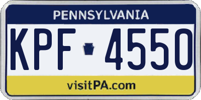 PA license plate KPF4550