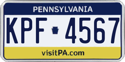 PA license plate KPF4567