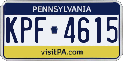 PA license plate KPF4615