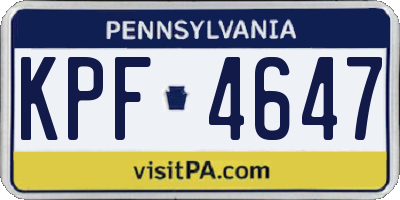 PA license plate KPF4647