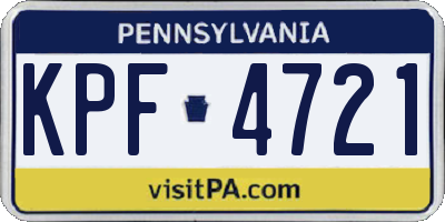 PA license plate KPF4721