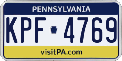 PA license plate KPF4769