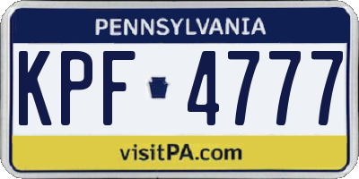 PA license plate KPF4777