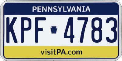 PA license plate KPF4783