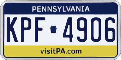 PA license plate KPF4906