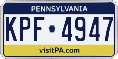 PA license plate KPF4947