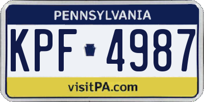 PA license plate KPF4987