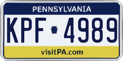PA license plate KPF4989