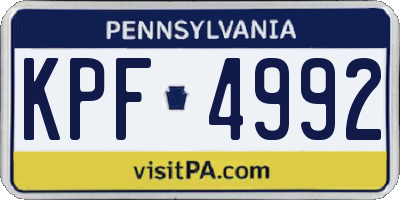 PA license plate KPF4992