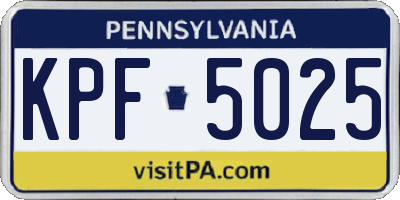 PA license plate KPF5025
