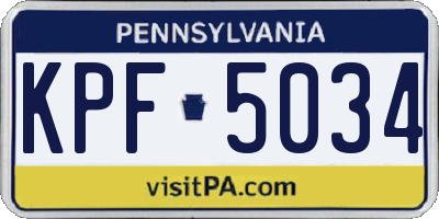 PA license plate KPF5034