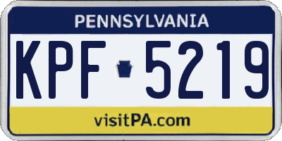 PA license plate KPF5219
