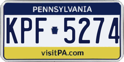 PA license plate KPF5274