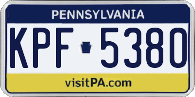 PA license plate KPF5380