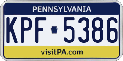 PA license plate KPF5386