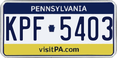 PA license plate KPF5403