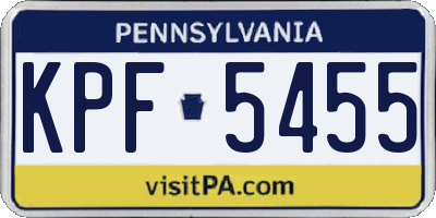 PA license plate KPF5455
