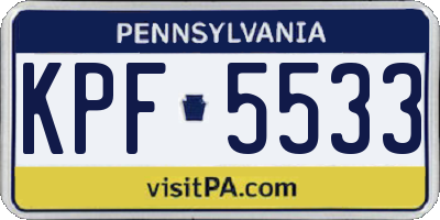 PA license plate KPF5533