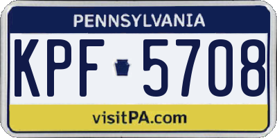 PA license plate KPF5708