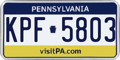 PA license plate KPF5803
