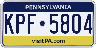 PA license plate KPF5804