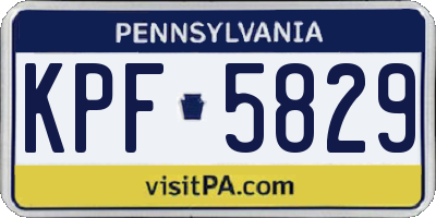 PA license plate KPF5829