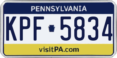 PA license plate KPF5834