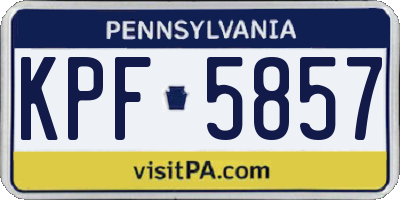 PA license plate KPF5857