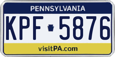 PA license plate KPF5876