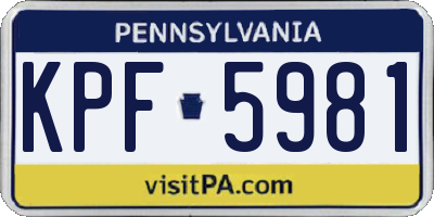 PA license plate KPF5981