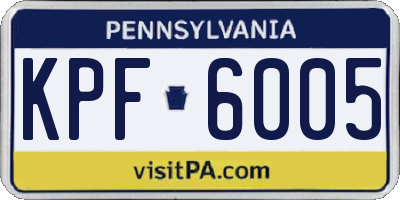 PA license plate KPF6005