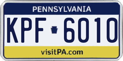 PA license plate KPF6010