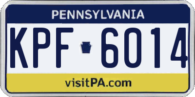 PA license plate KPF6014