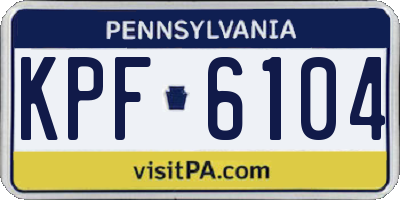 PA license plate KPF6104